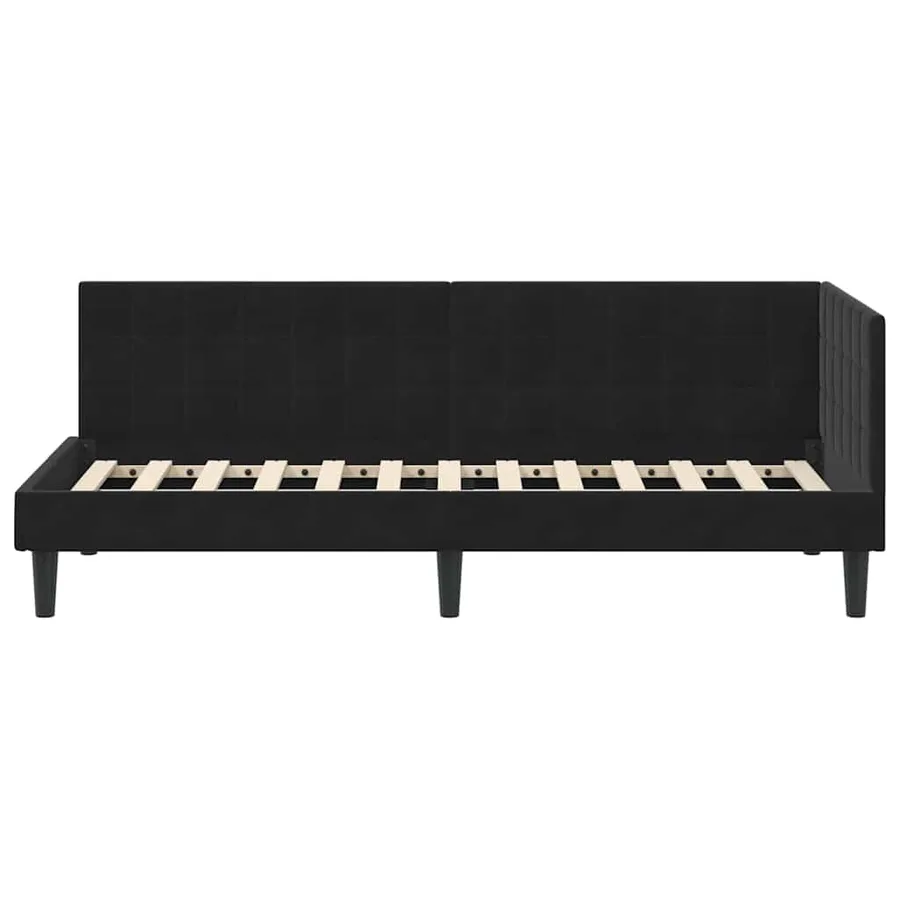 Cadre de lit d'angle Noir 80 cm x 200 cm Velours - 5