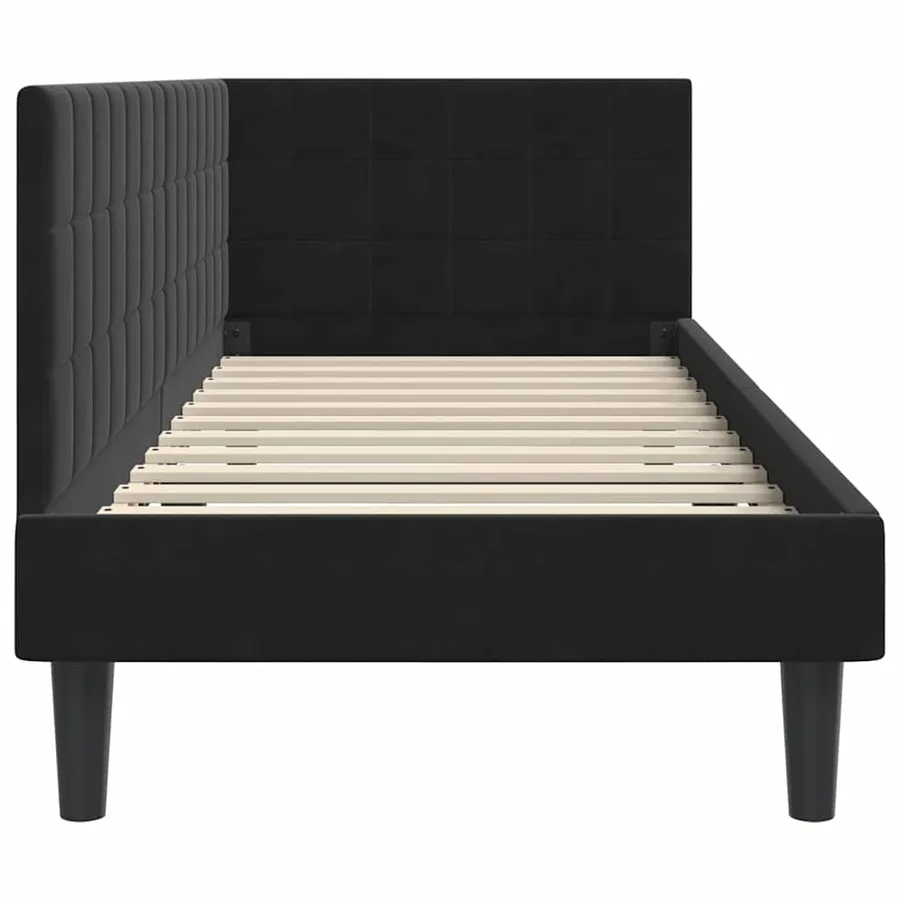 Cadre de lit d'angle Noir 80 cm x 200 cm Velours - 6