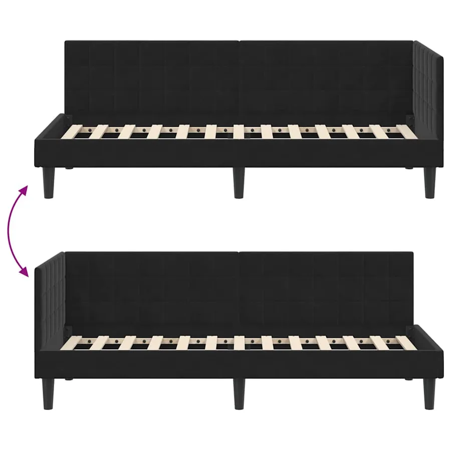 Cadre de lit d'angle Noir 80 cm x 200 cm Velours - 9
