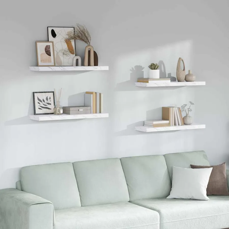 Étagère Murale 4 pcs Marbre blanc 90 x 23,5 x 4 cm