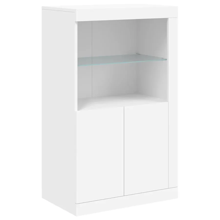 Buffet avec lumières LED blanc 162x37x100 cm - 10