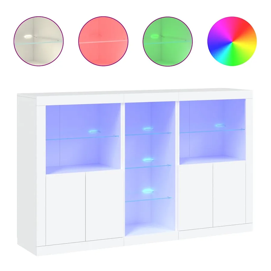 Buffet avec lumières LED blanc 162x37x100 cm - 2