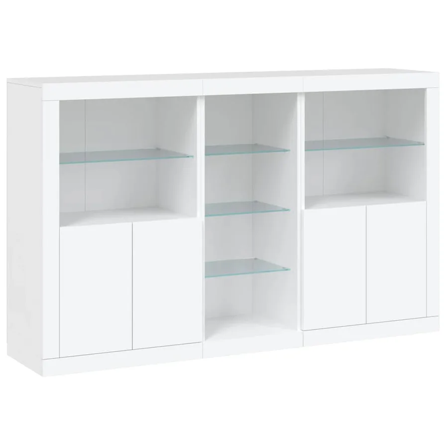 Buffet avec lumières LED blanc 162x37x100 cm - 3