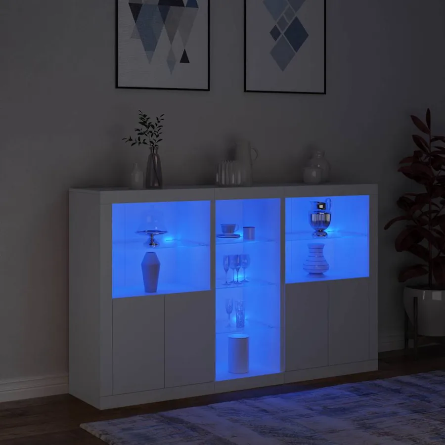 Buffet avec lumières LED blanc 162x37x100 cm - 5