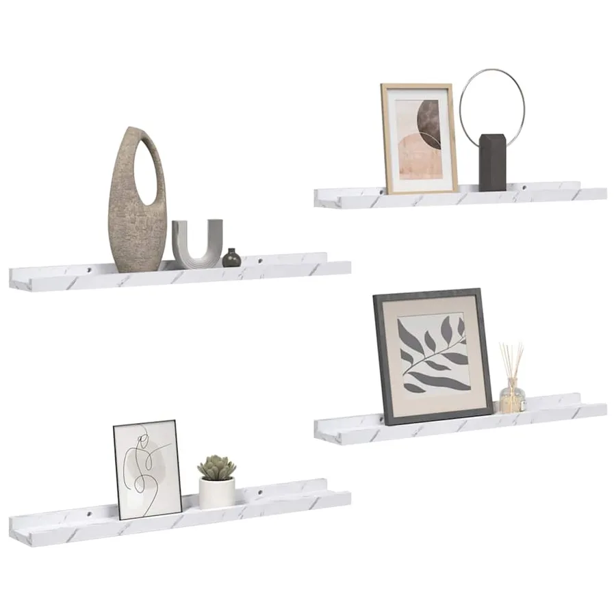 Étagère Murale Montage mural 4 pcs Marbre blanc 40 x 9 x 3 cm - 3