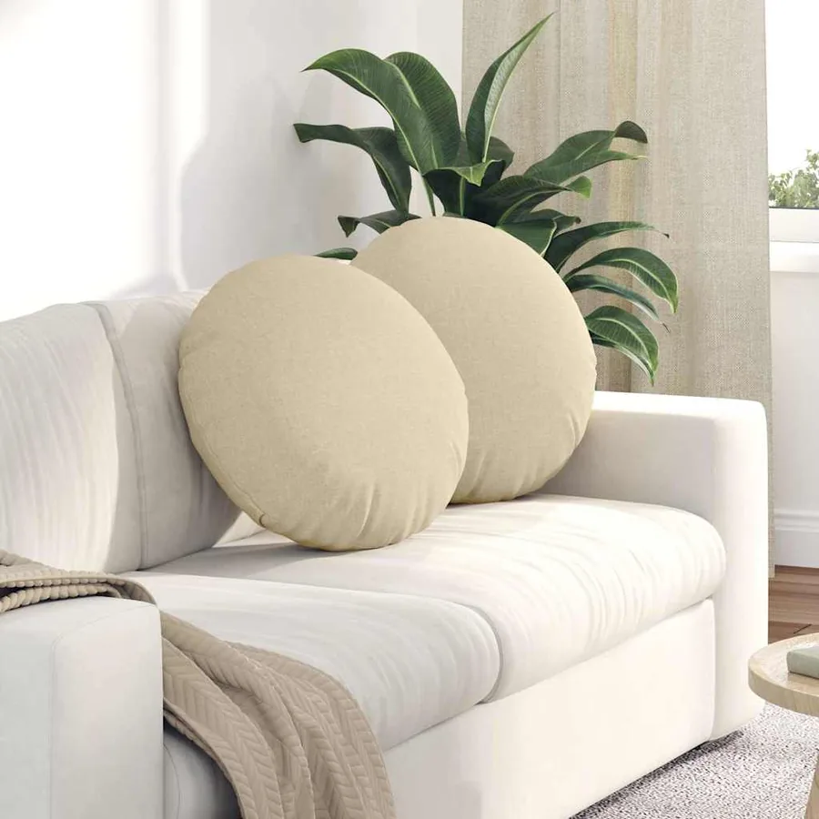 Coussins de siège 2 pcs Crème Ø50 x 19 cm tissu
