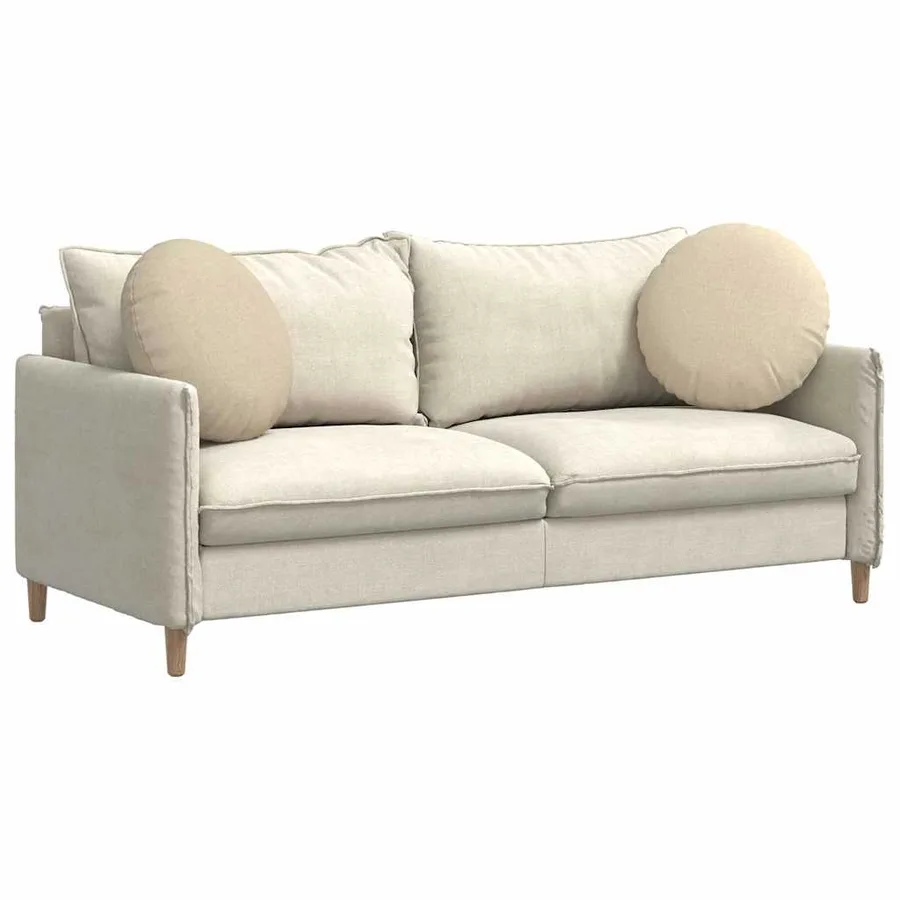 Coussins de siège 2 pcs Crème Ø50 x 19 cm tissu - 3