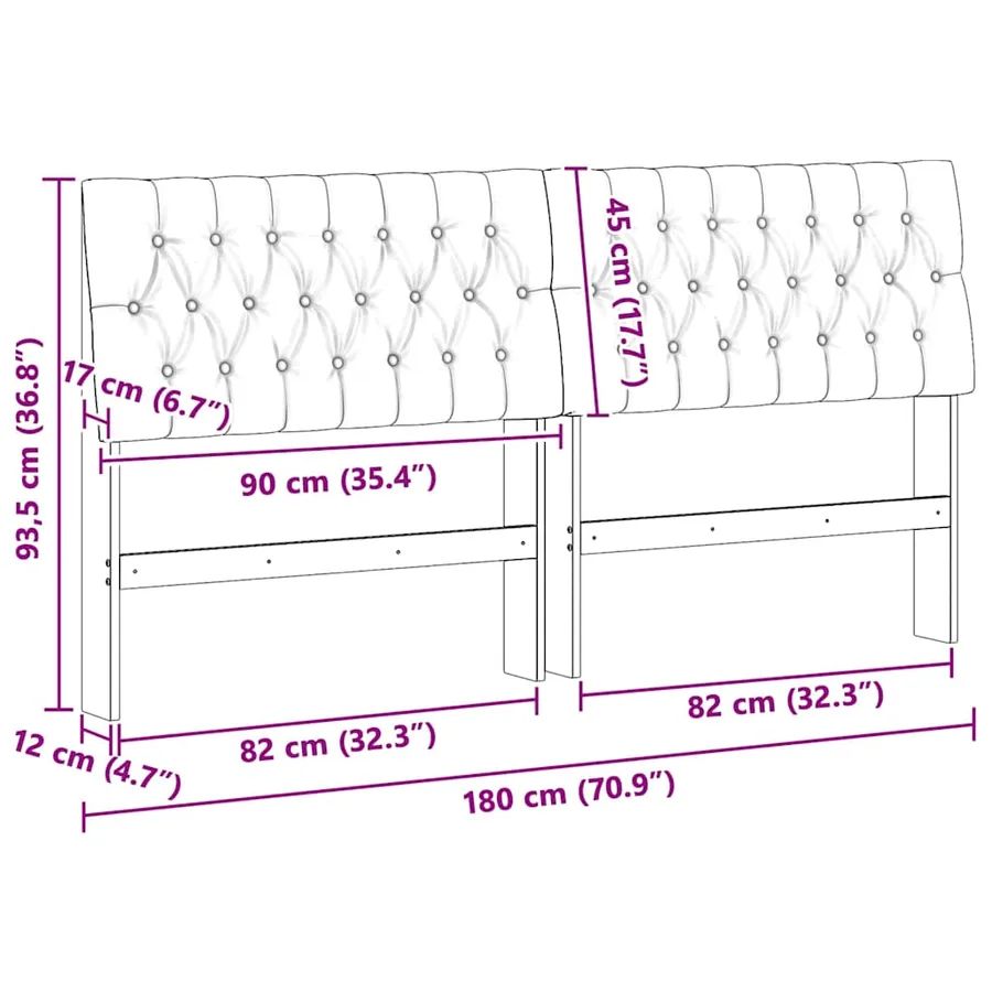 Tête de lit capitonnée Gris clair 180 cm Pin massif - 11