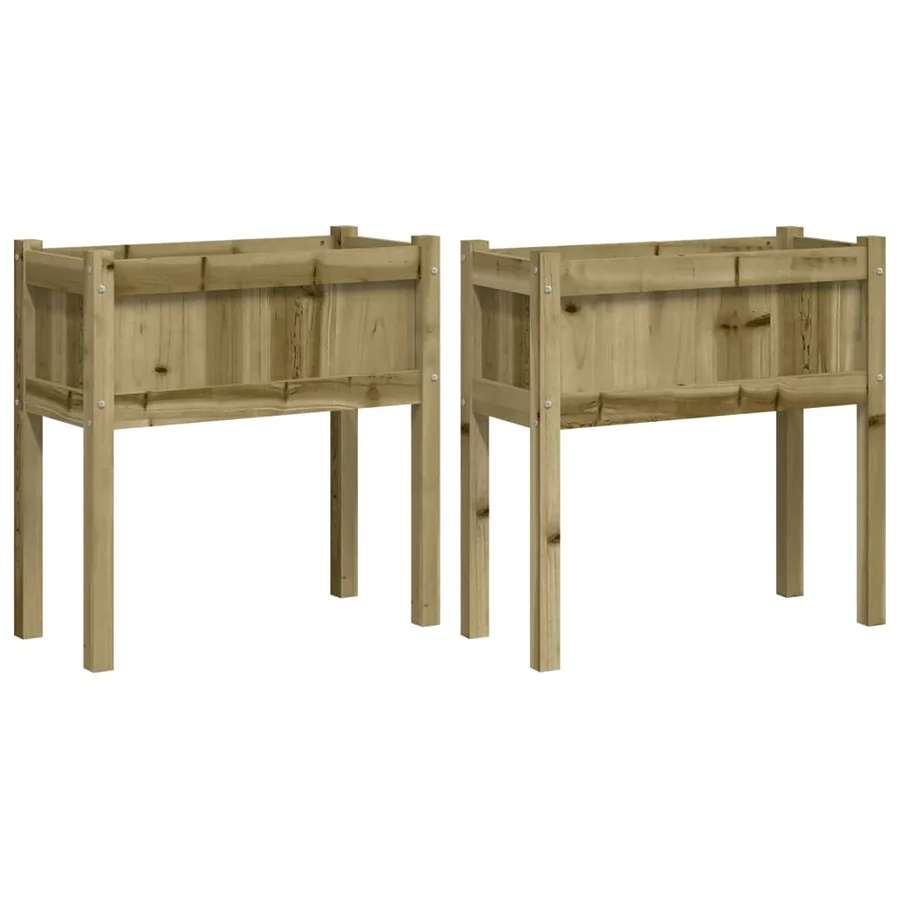 Jardinières 2 pcs avec pieds bois de pin imprégné - 2