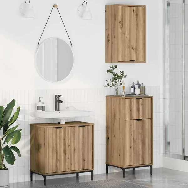 Ensemble de mobilier de salle de bain 3 pc Chêne artisanal