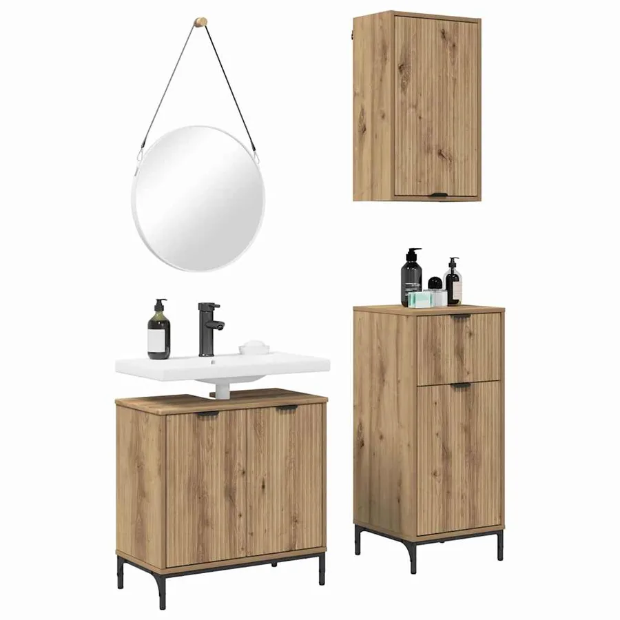 Ensemble de mobilier de salle de bain 3 pc Chêne artisanal - 3