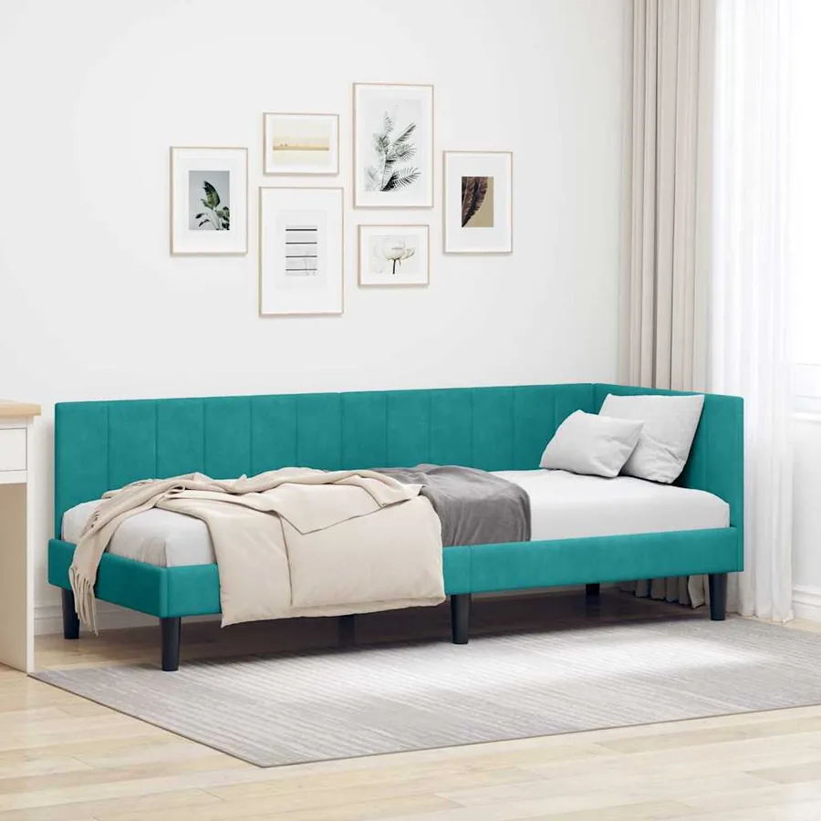 Cadre de lit d'angle Turquoise 80 cm x 200 cm Velours
