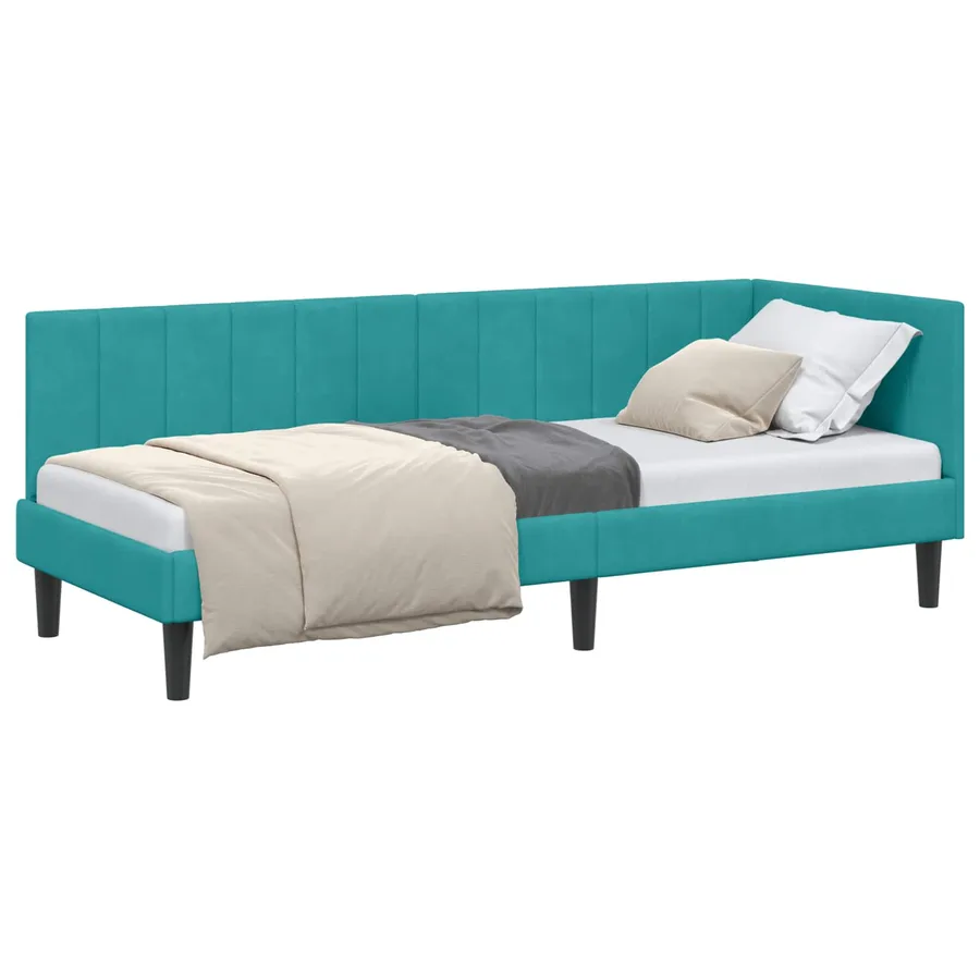 Cadre de lit d'angle Turquoise 80 cm x 200 cm Velours - 2