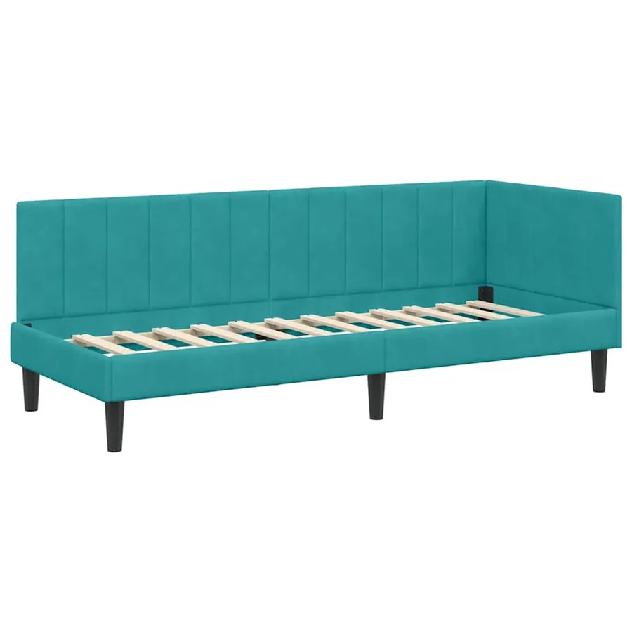 Cadre de lit d'angle Turquoise 80 cm x 200 cm Velours - 4