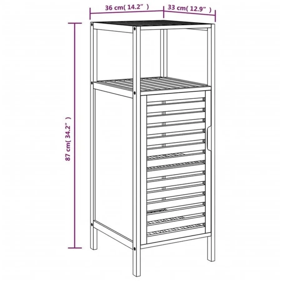 Armoire de salle de bain avec étagère 36x33x87 cm bambou - 8