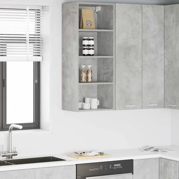 Armoire suspendue avec stockage Gris béton 40 x 29,5 x 100 cm