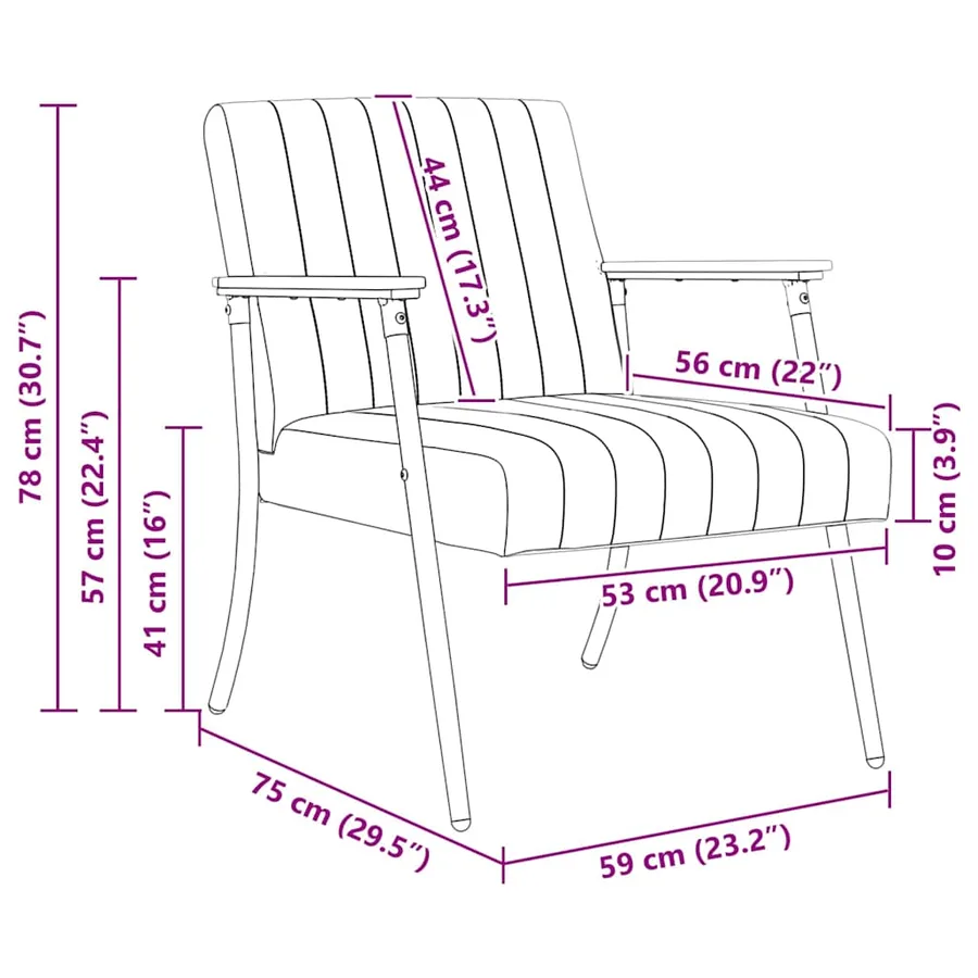 fauteuil Vert clair 59 x 75 x 78 cm Velours - 8