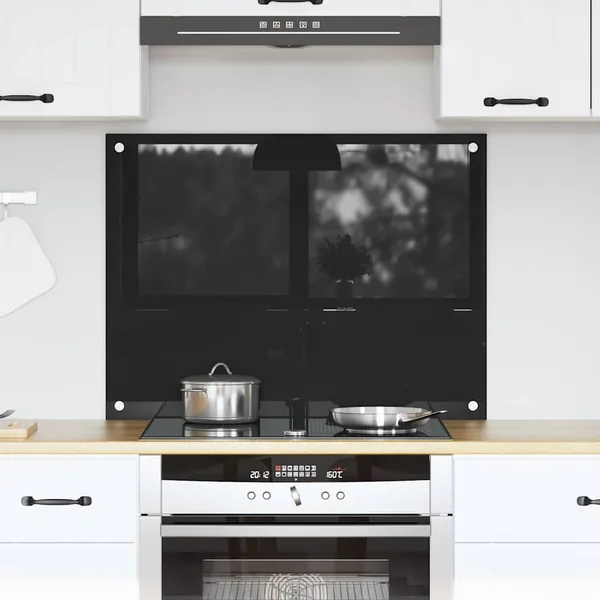 Crédence de cuisine Noir 80 x 60 cm verre trempé