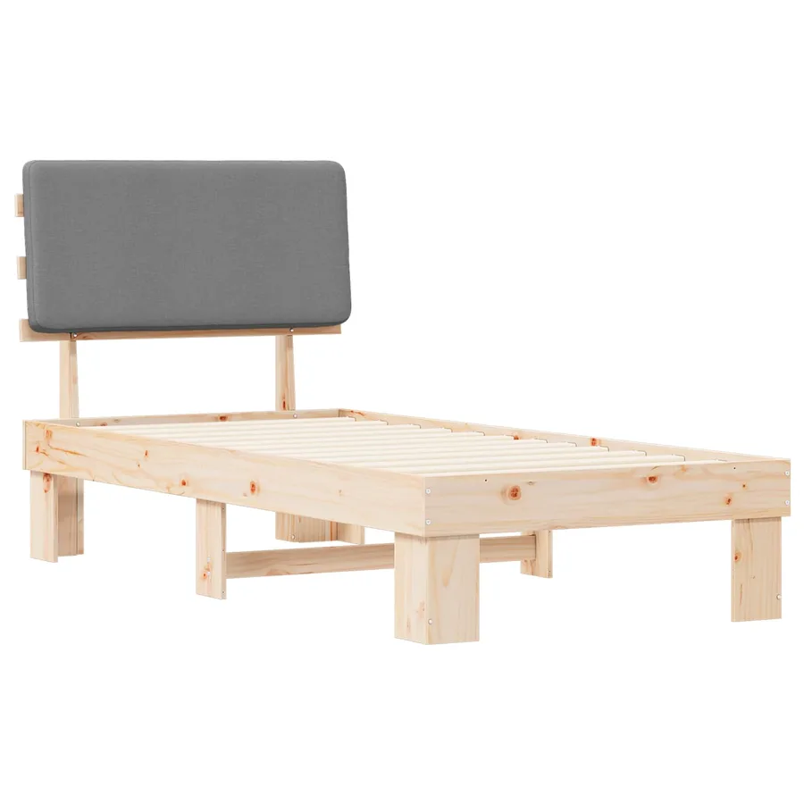 Cadre de lit avec tête de lit rembourrée Gris clair 75 x 190 cm - 4