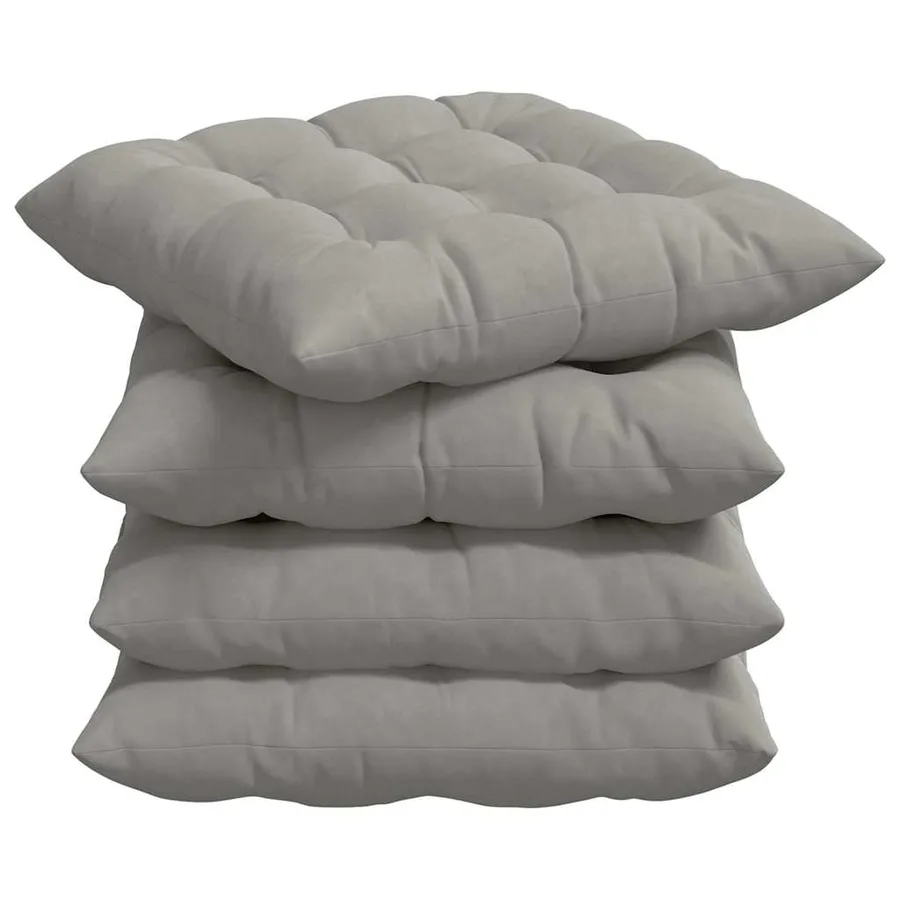 Coussins de siège 4 pcs Gris clair 40 x 40 x 6 cm Microfibre - 2