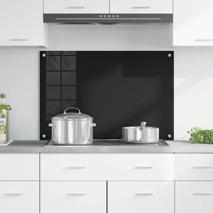 Crédence de cuisine Noir 90 x 60 cm verre trempé - 3