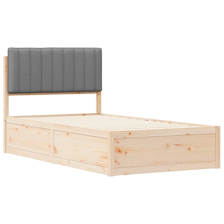 Cadre de lit avec tête de lit rembourrée Gris clair - 4