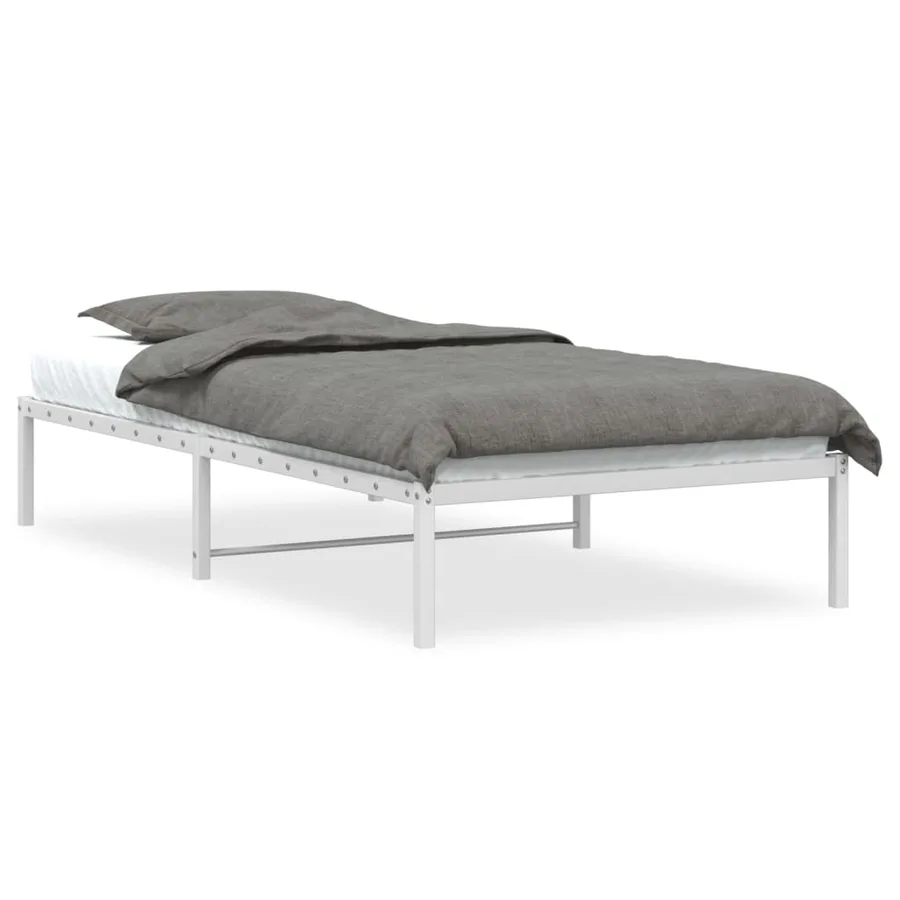 Cadre de lit métal sans matelas blanc 100x190 cm - 2