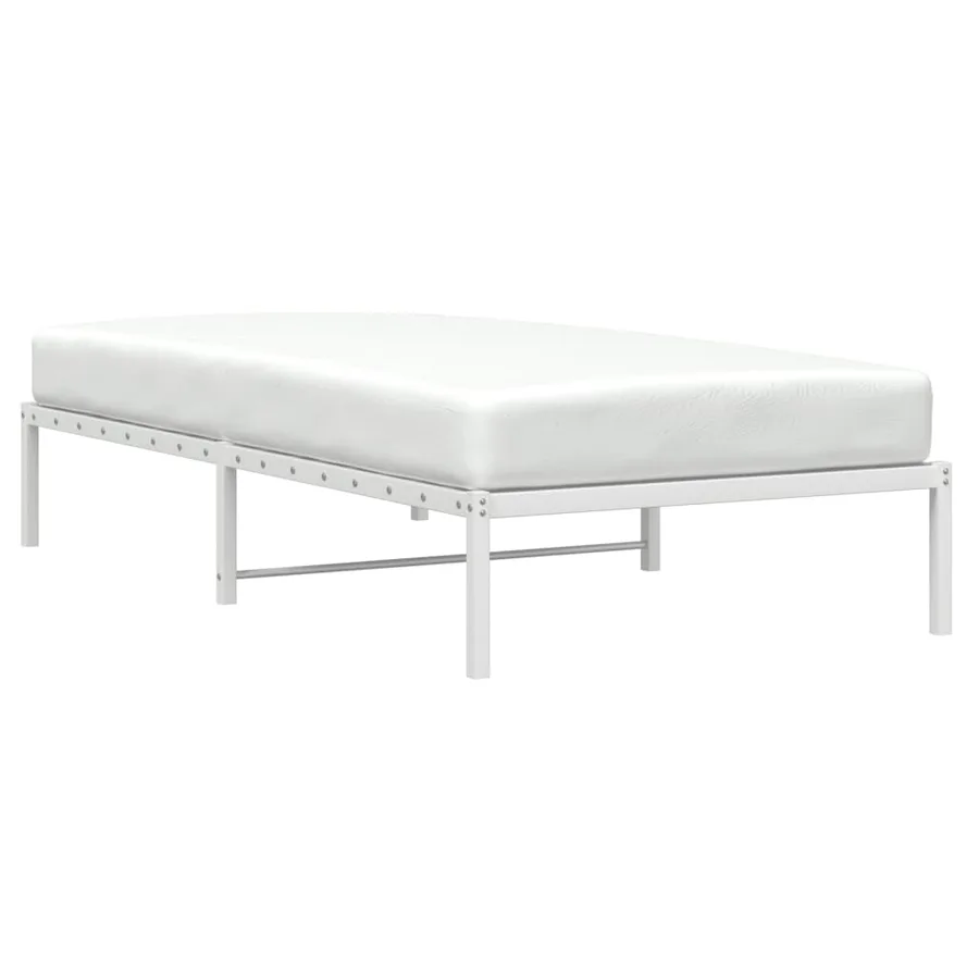 Cadre de lit métal sans matelas blanc 100x190 cm - 3