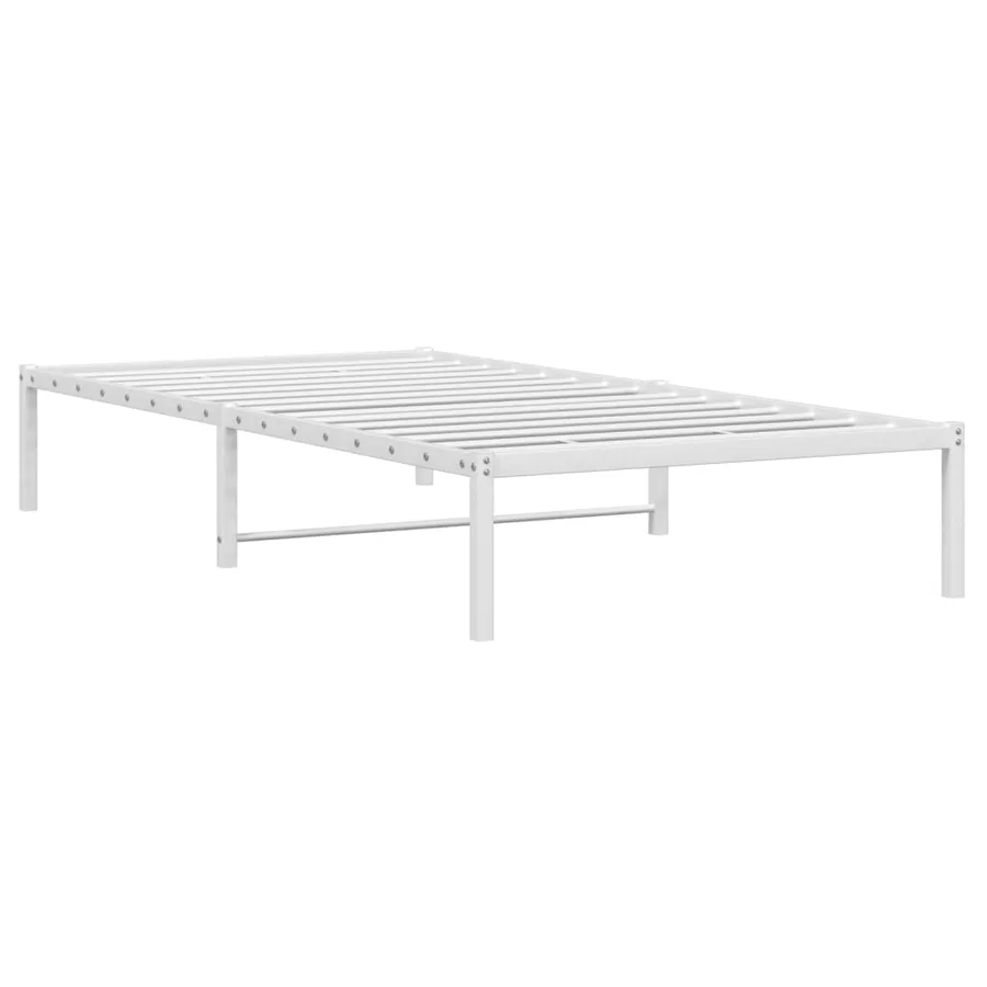 Cadre de lit métal sans matelas blanc 100x190 cm - 4