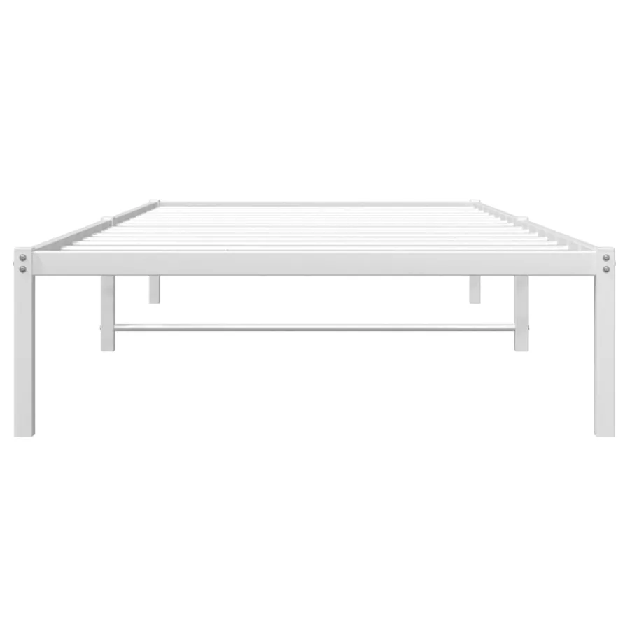 Cadre de lit métal sans matelas blanc 100x190 cm - 5