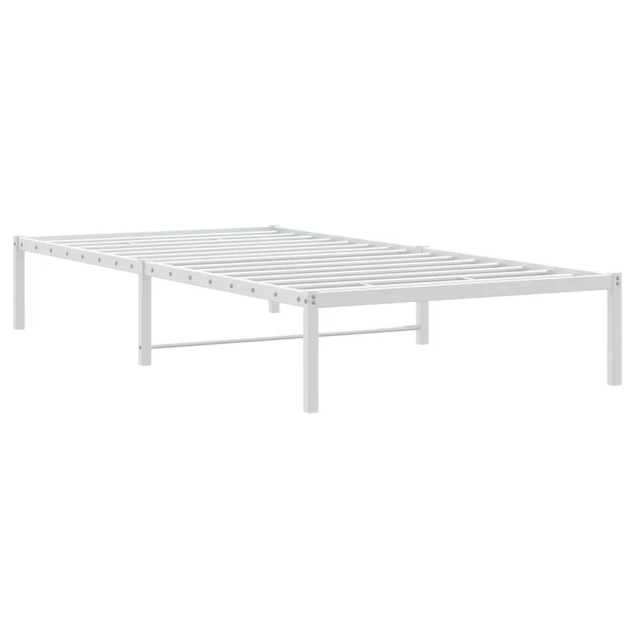 Cadre de lit métal sans matelas blanc 100x190 cm - 7
