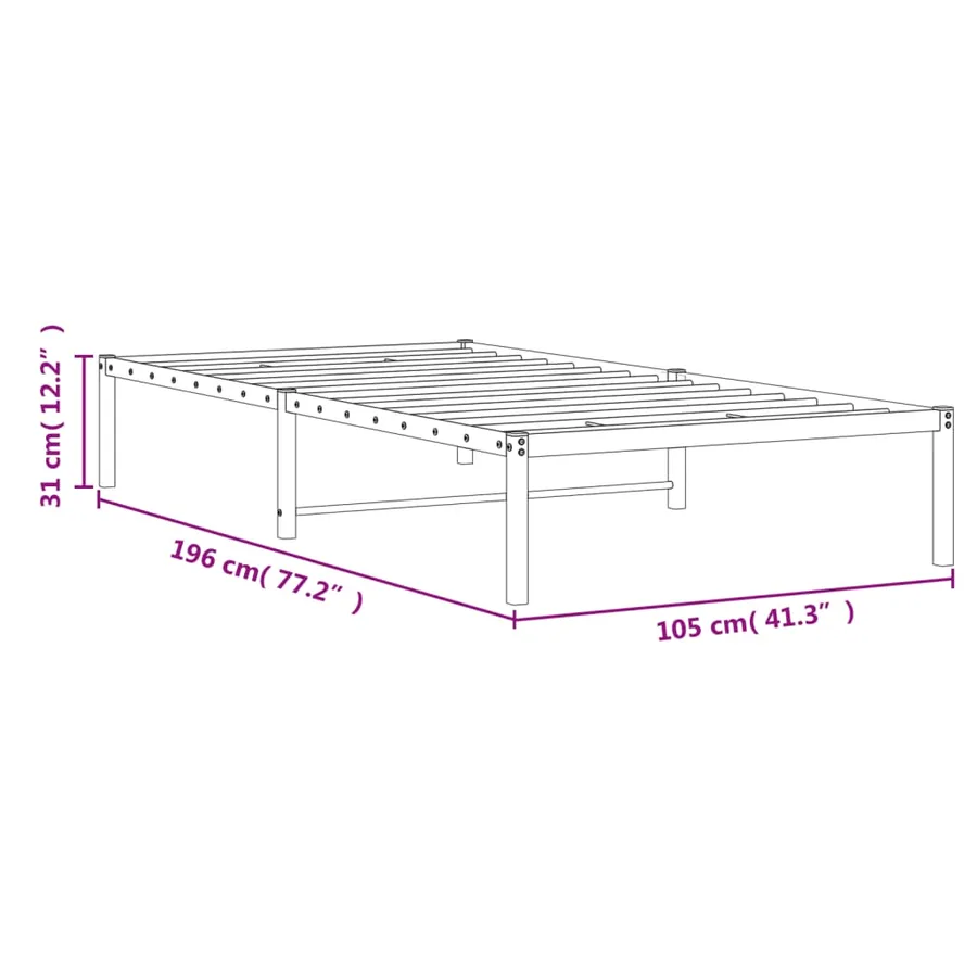 Cadre de lit métal sans matelas blanc 100x190 cm - 9