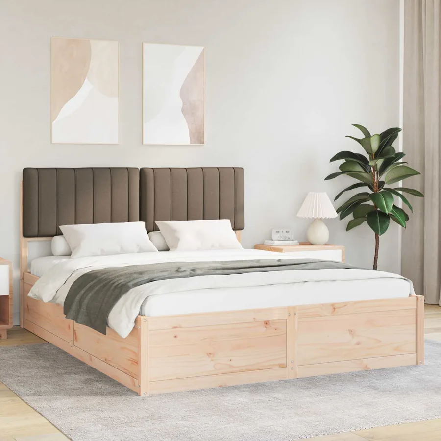 Cadre de lit avec tête de lit rembourrée Taupe 150 x 200 cm