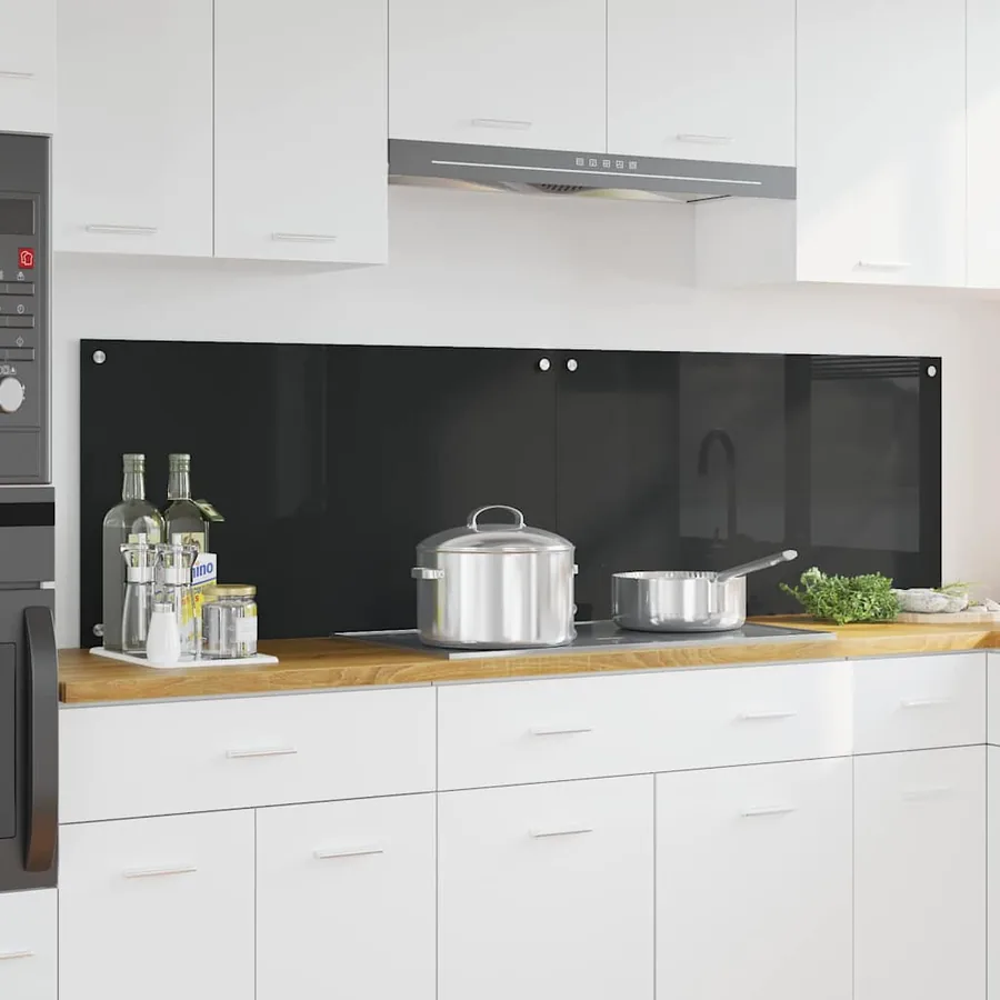 Crédence de cuisine 2 pcs Noir 90 x 50 cm verre trempé