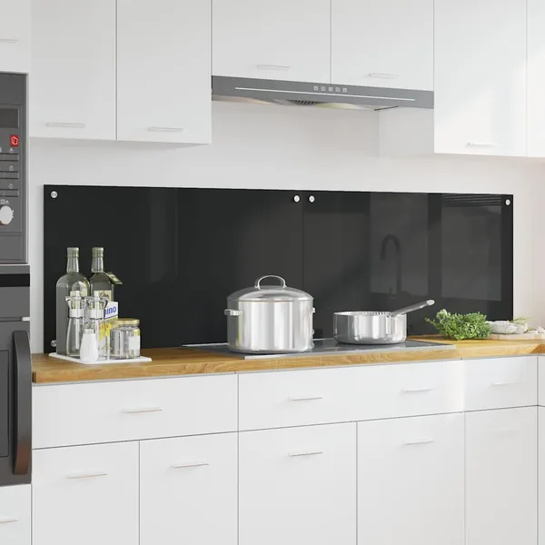 Crédence de cuisine 2 pcs Noir 90 x 50 cm verre trempé