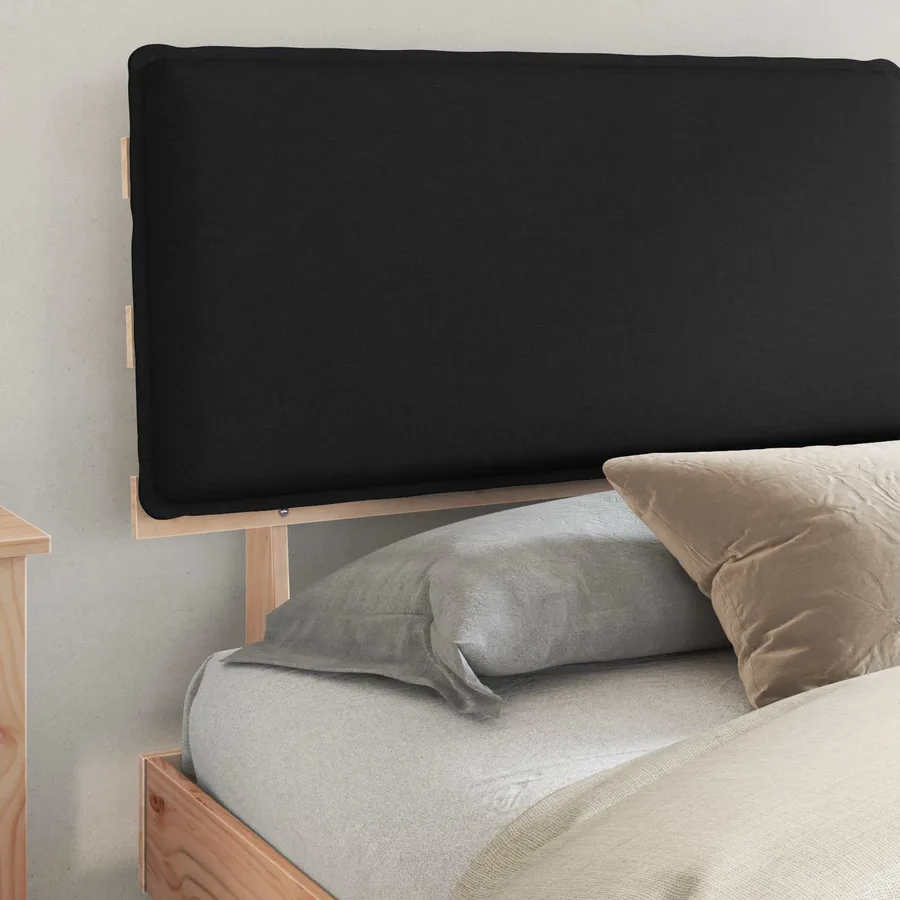 Cadre de lit avec tête de lit rembourrée Noir 200 x 200 cm - 3