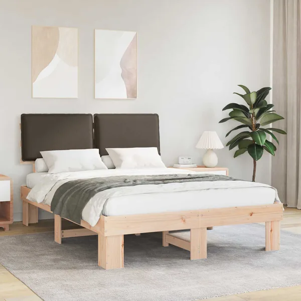 Cadre de lit avec tête de lit rembourrée Taupe 150 x 200 cm