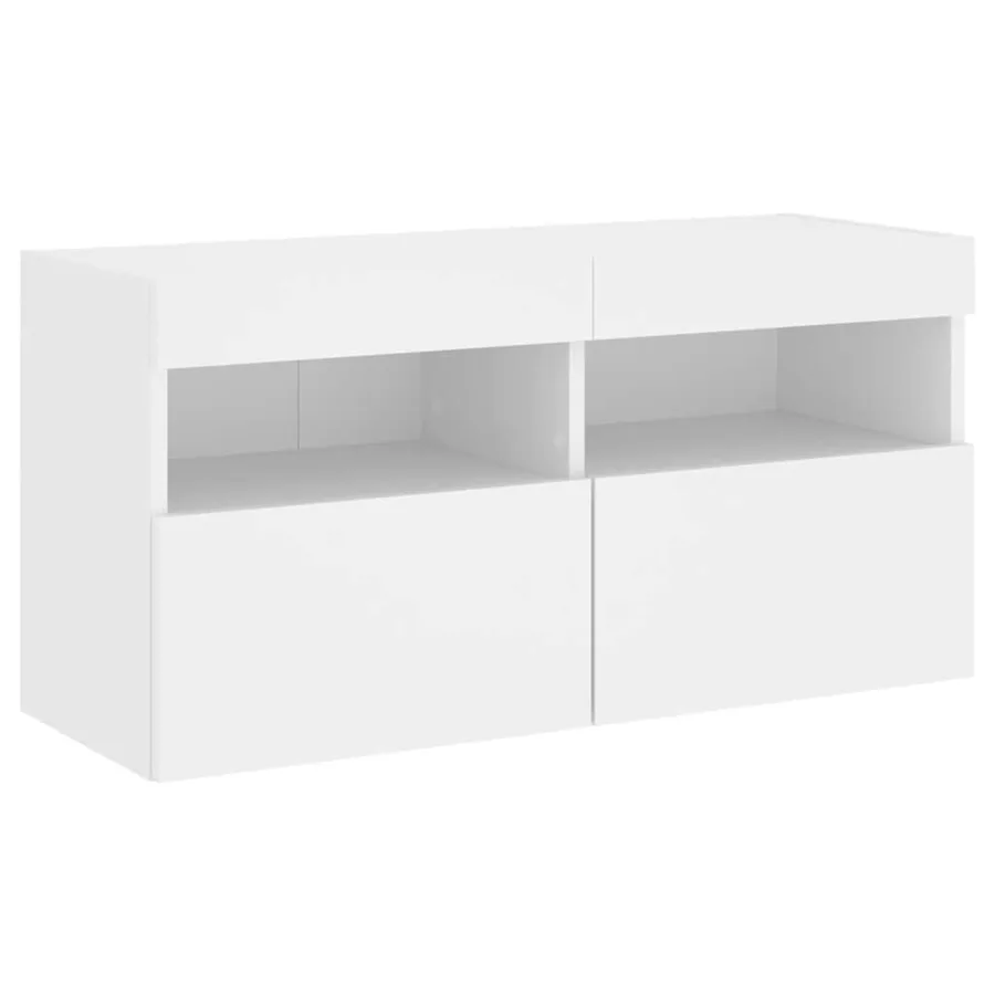 Unités murales TV avec LED 4 pcs blanc bois d'ingénierie - 10