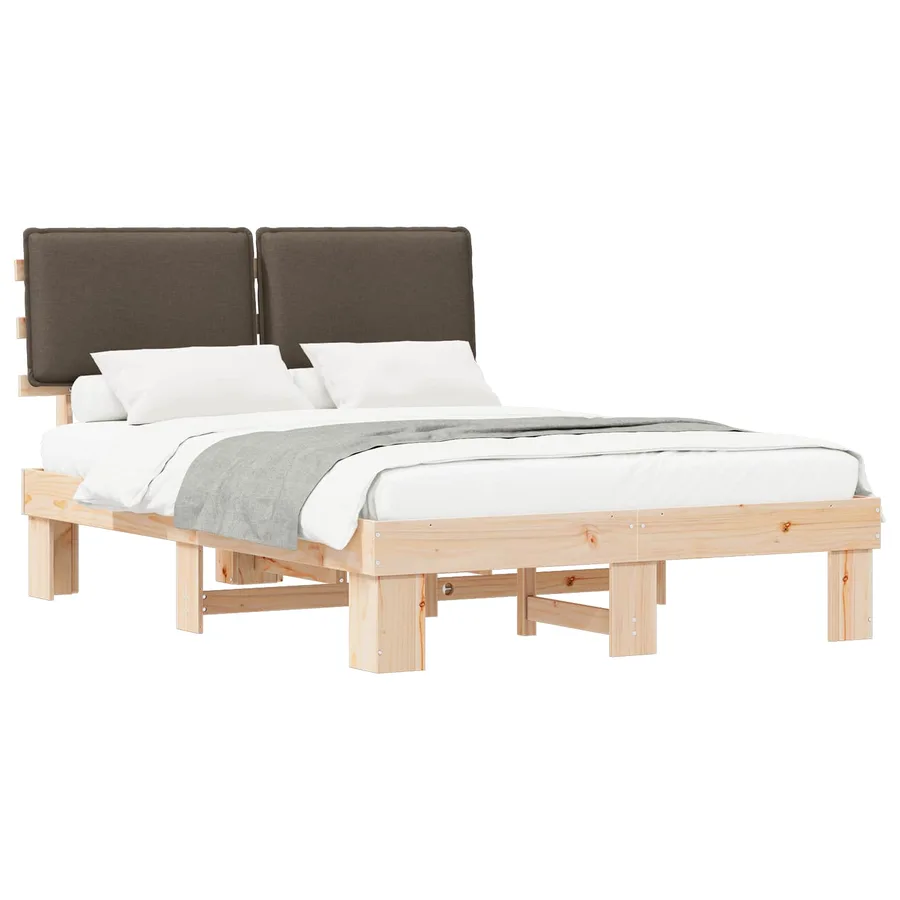 Cadre de lit avec tête de lit rembourrée Taupe 140 x 190 cm - 2