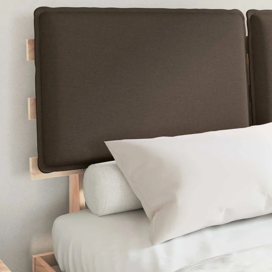 Cadre de lit avec tête de lit rembourrée Taupe 140 x 190 cm - 3