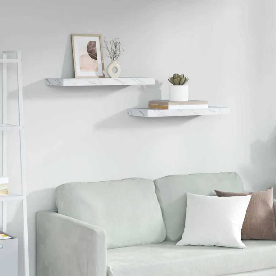 Étagère Murale 2 pcs Marbre blanc 60 x 23,5 x 4 cm
