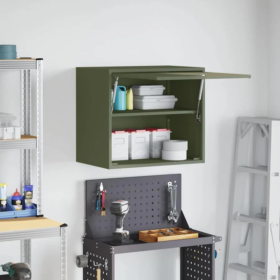 Armoire murale pour garage Vert olive 60 x 40 x 53 cm - 4
