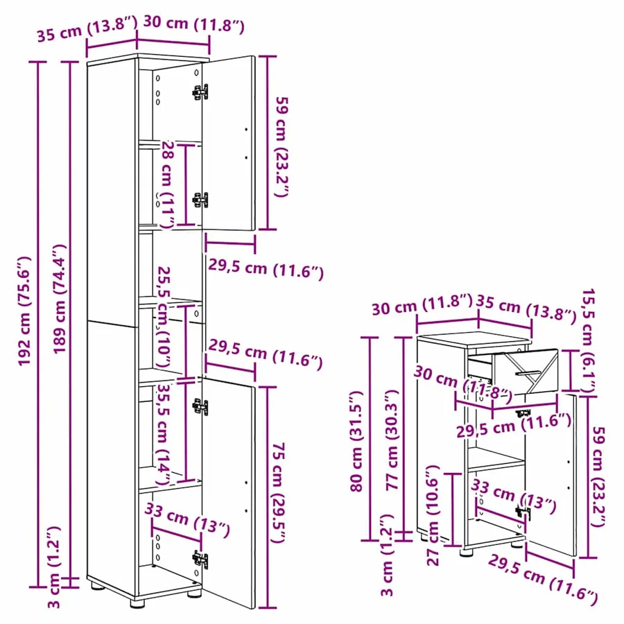 Ensemble de mobilier de salle de bain 4 pcs Chêne Sonoma - 17