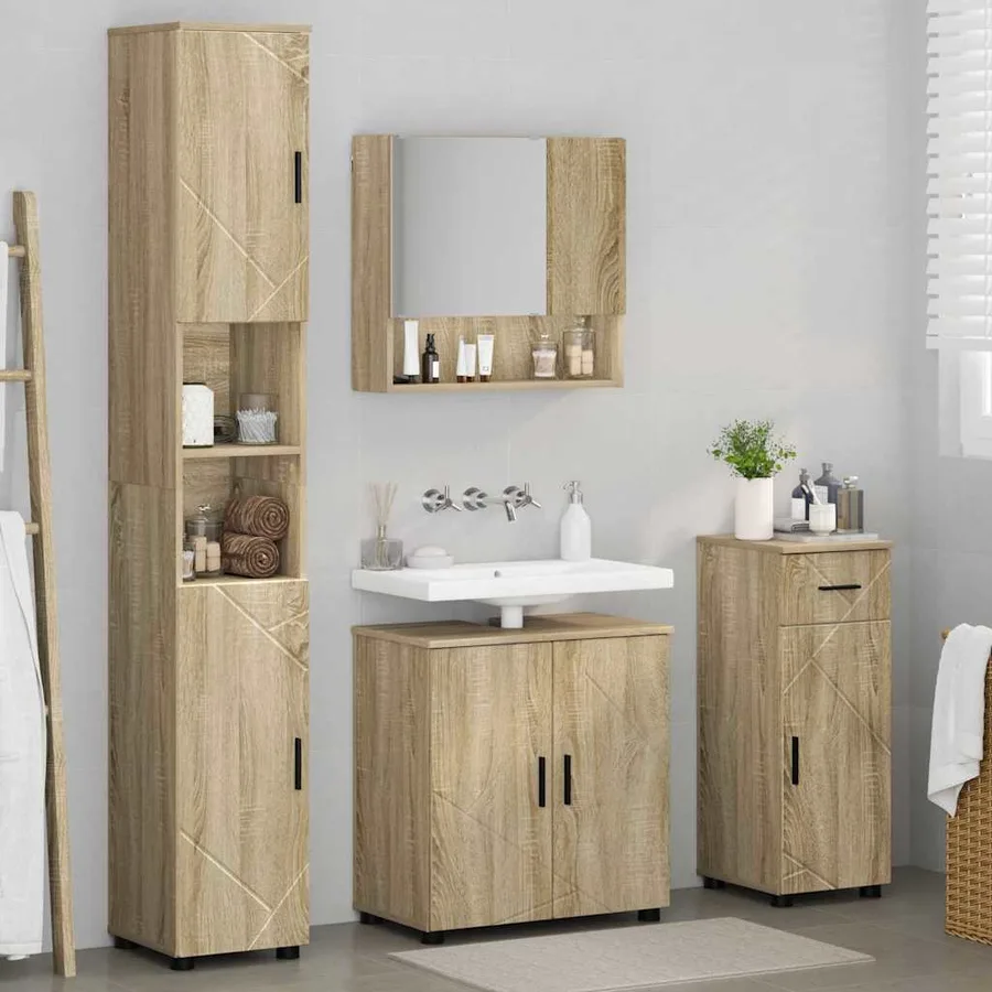 Ensemble de mobilier de salle de bain 4 pcs Chêne Sonoma - 4