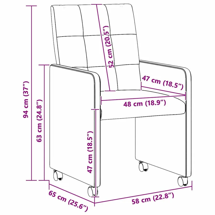 Chaises de Salle à Manger avec Roues 2 pcs Gris clair tissu - 11