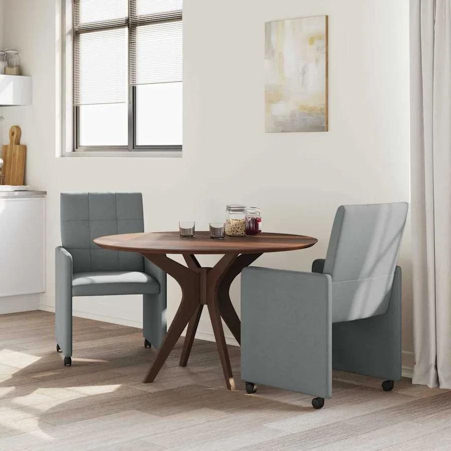 Chaises de Salle à Manger avec Roues 2 pcs Gris clair tissu - 3