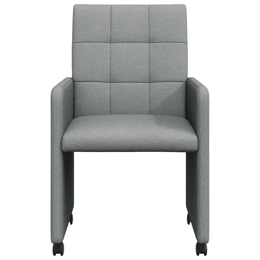 Chaises de Salle à Manger avec Roues 2 pcs Gris clair tissu - 4