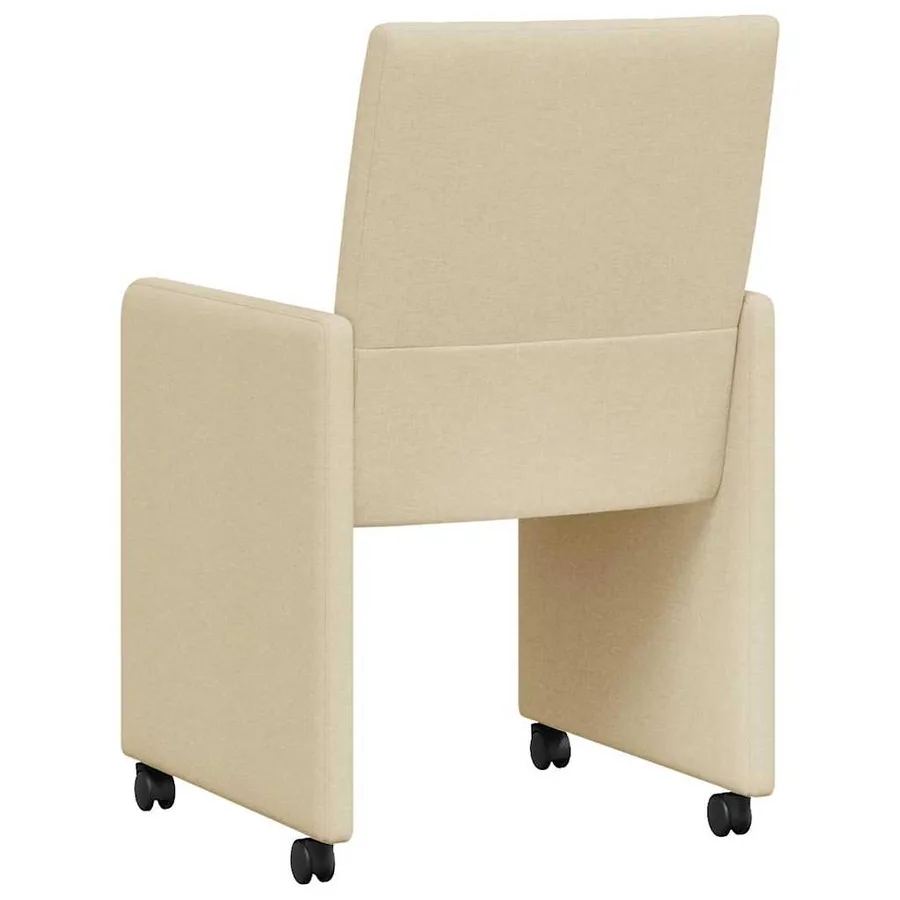 Chaises de Salle à Manger avec Roues 2 pcs Crème tissu - 6