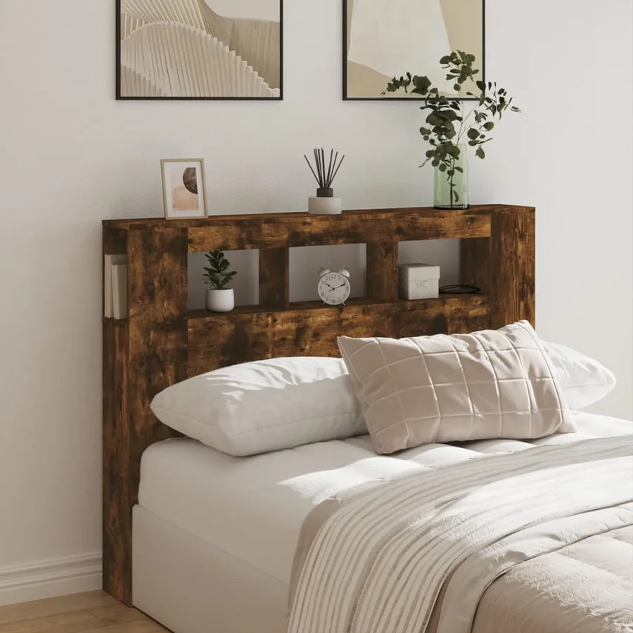 Tête de lit à LED chêne fumé 140x18,5x103,5cm bois d'ingénierie - 3