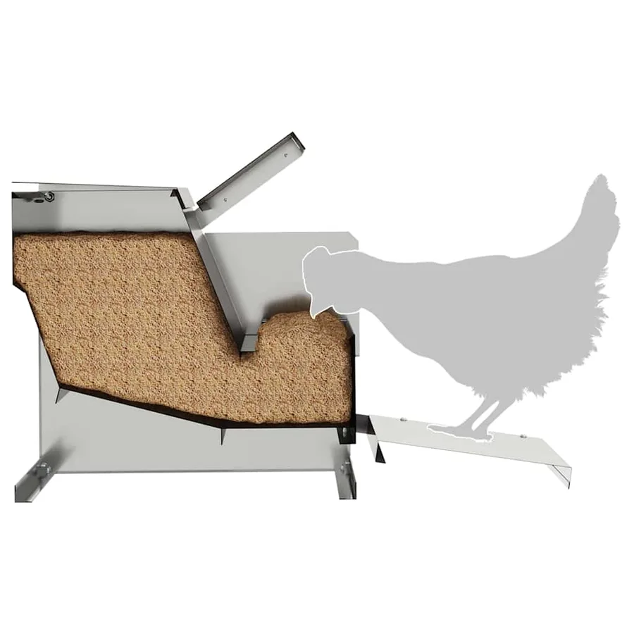 Nourrisseur à pédale pour poules Argent 50 x 40 x 29 cm - 13